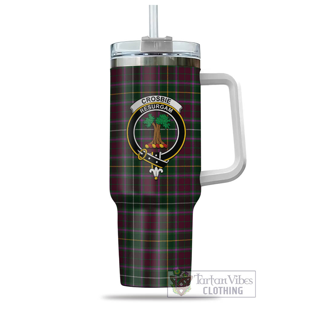 Tartan Vibes Clothing Crosbie Tartan and Family Crest Tumbler with Handle