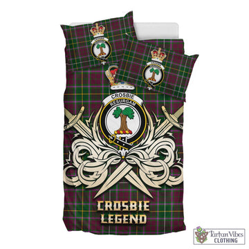 Crosbie Tartan Bedding Set with Clan Crest and the Golden Sword of Courageous Legacy