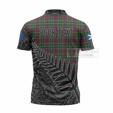 Crosbie Crest Tartan Zipper Polo Shirt with New Zealand Silver Fern Half Style