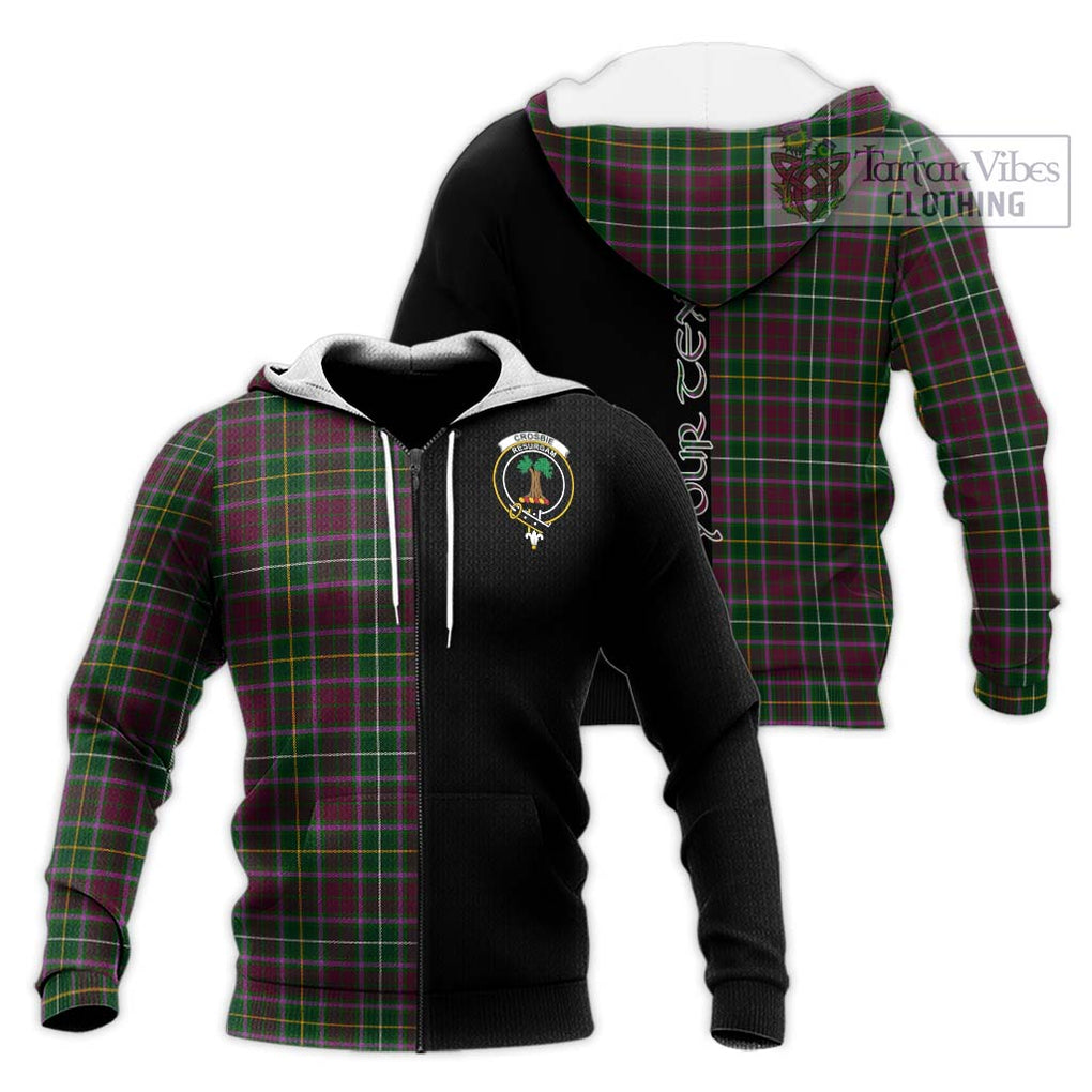 Crosbie Tartan Knitted Hoodie with Family Crest and Half Of Me Style Unisex Knitted Zip Hoodie - Tartanvibesclothing Shop