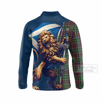 Crosbie Tartan Family Crest Long Sleeve Polo Shirt with Scottish Majestic Lion