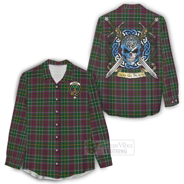 Crosbie Tartan Women's Casual Shirt with Family Crest Celtic Skull Style