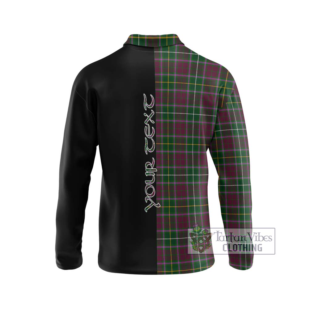 Crosbie Tartan Long Sleeve Polo Shirt with Family Crest and Half Of Me Style - Tartanvibesclothing Shop