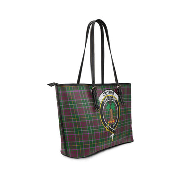 Crosbie Tartan Leather Tote Bag with Family Crest