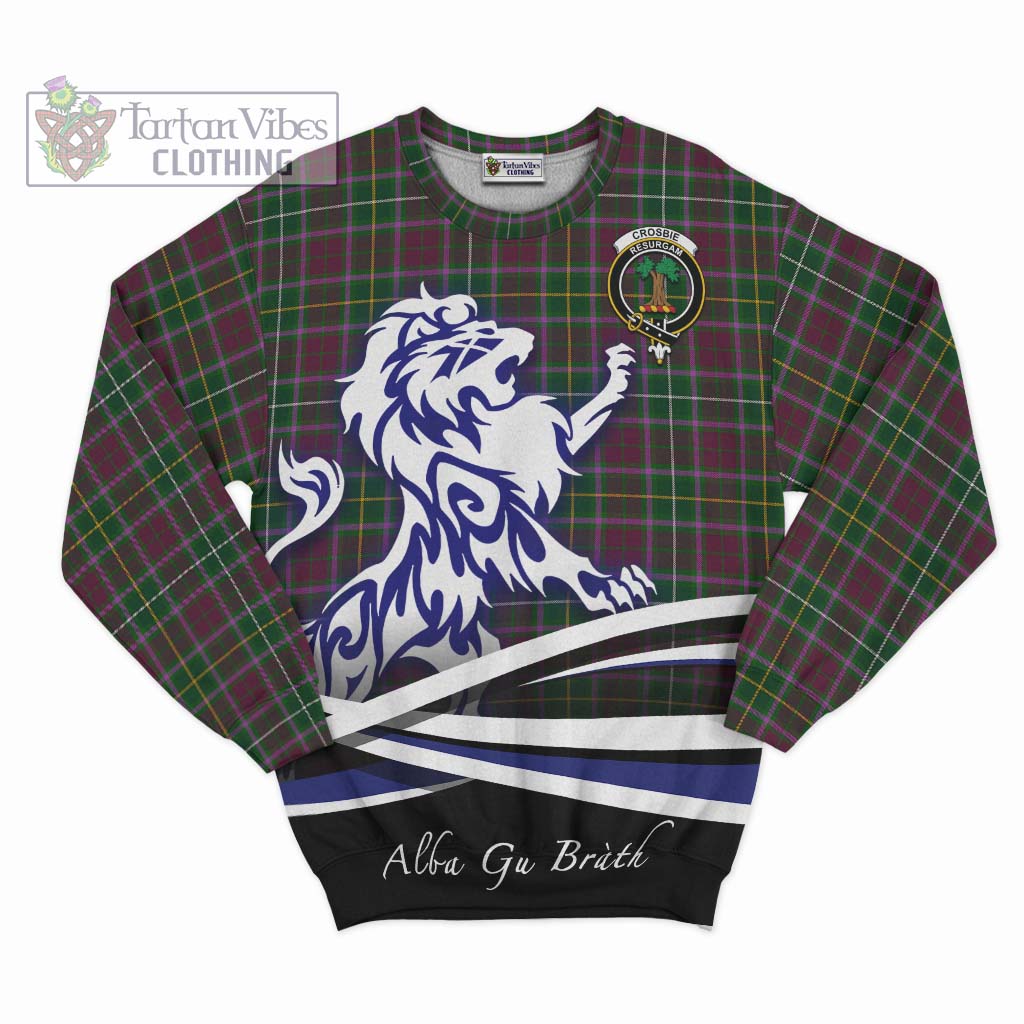 Tartan Vibes Clothing Crosbie Tartan Sweatshirt with Alba Gu Brath Regal Lion Emblem