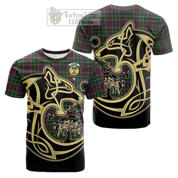 Crosbie Tartan Cotton T-shirt with Family Crest Celtic Wolf Style