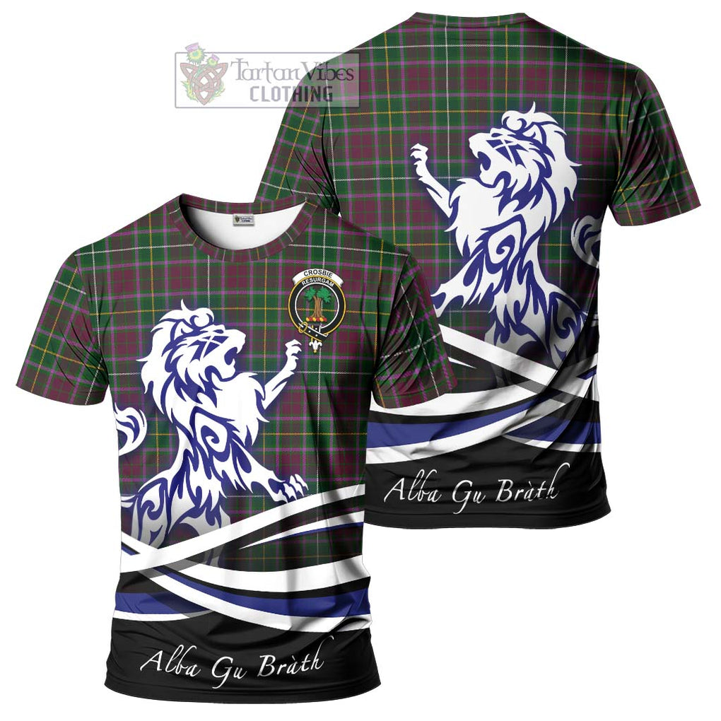 Tartan Vibes Clothing Crosbie Tartan Cotton T-shirt with Alba Gu Brath Regal Lion Emblem