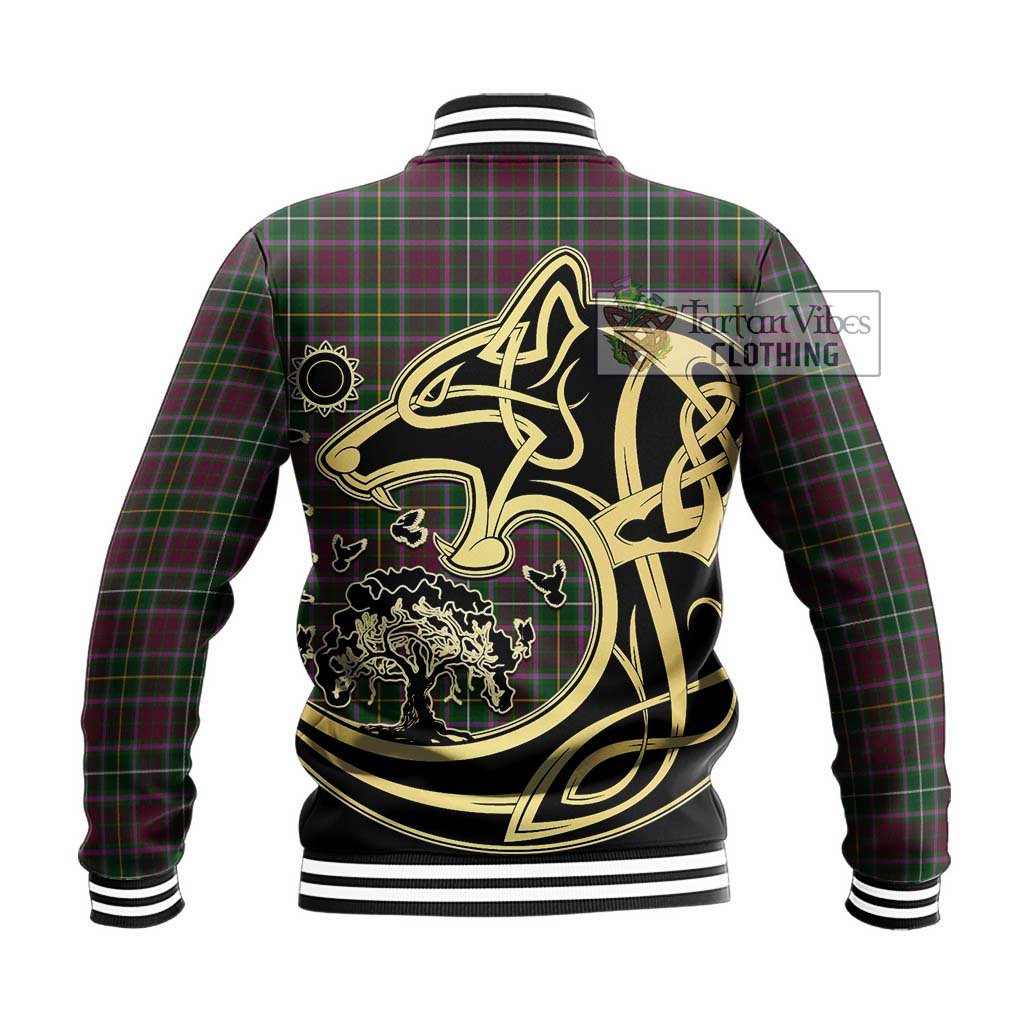 Tartan Vibes Clothing Crosbie Tartan Baseball Jacket with Family Crest Celtic Wolf Style