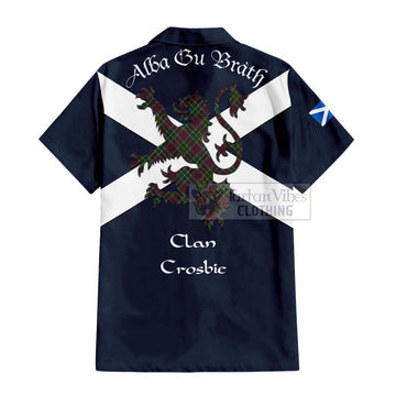 Crosbie Tartan Lion Rampant Short Sleeve Button Shirt  Proudly Display Your Heritage with Alba Gu Brath and Clan Name