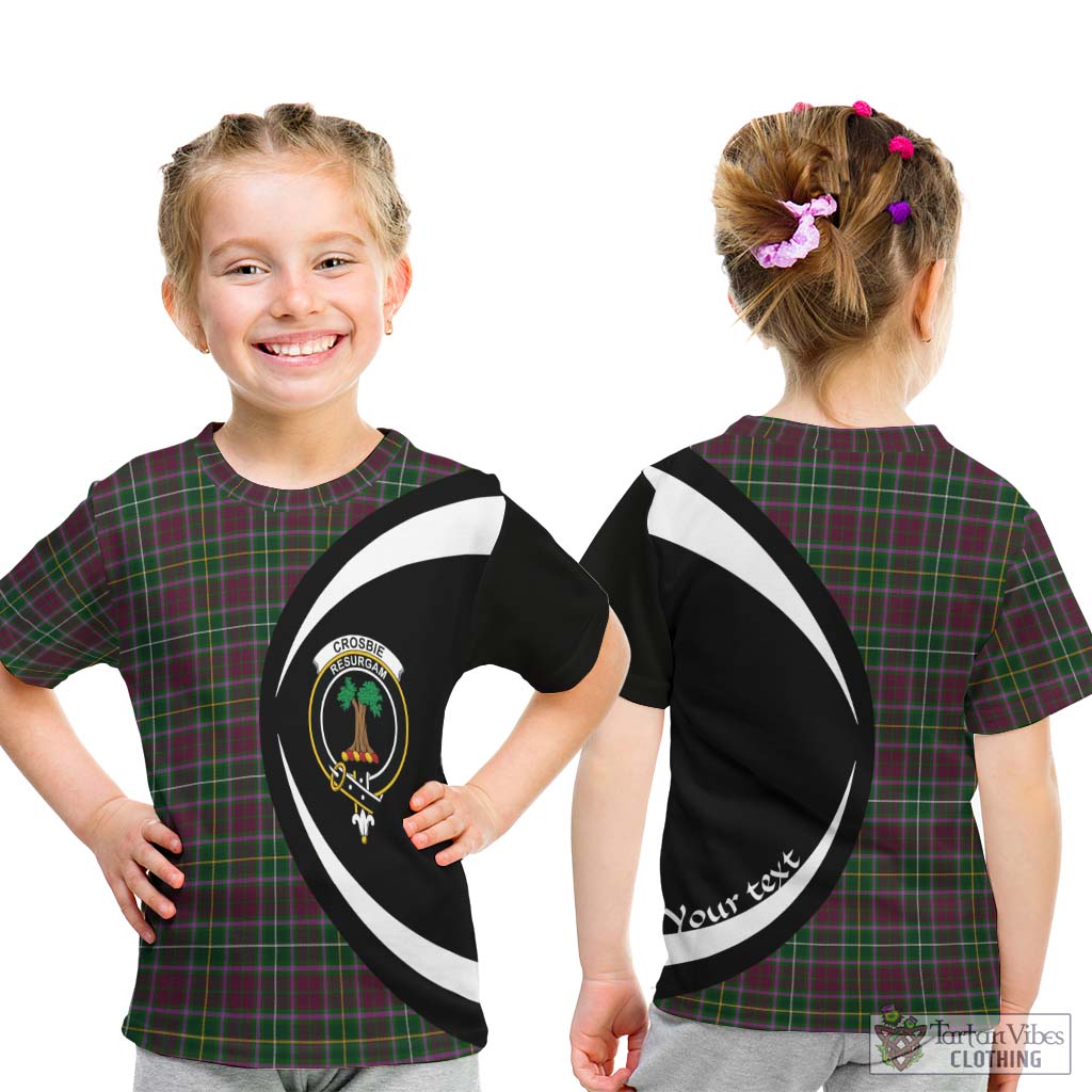 Tartan Vibes Clothing Crosbie Tartan Kid T-Shirt with Family Crest Circle Style