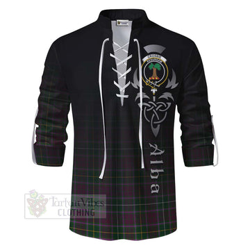 Crosbie Tartan Ghillie Kilt Shirt Featuring Alba Gu Brath Family Crest Celtic Inspired