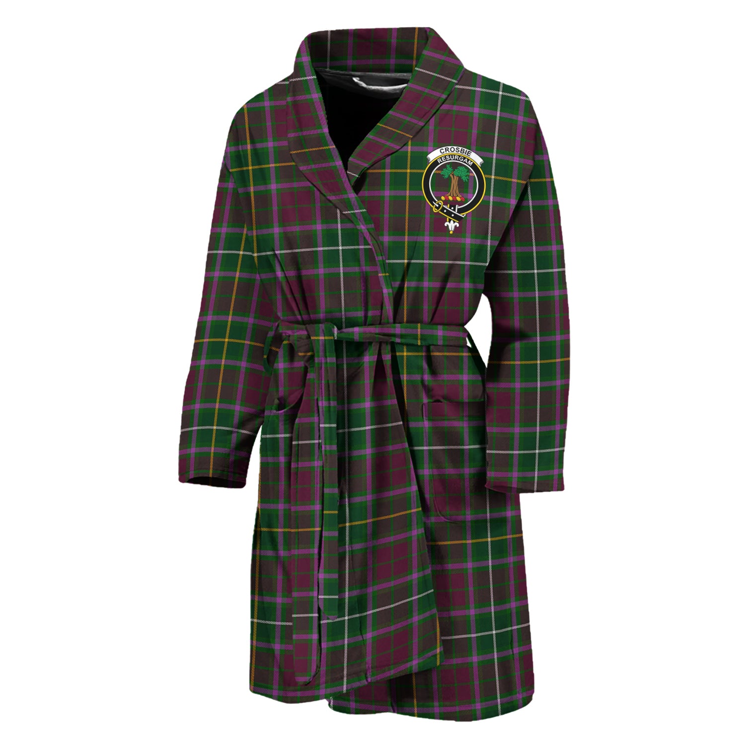 Crosbie Tartan Bathrobe with Family Crest Unisex M - Tartan Vibes Clothing