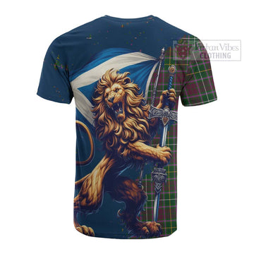 Crosbie Tartan Family Crest Cotton T-shirt with Scottish Majestic Lion