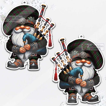 Crosbie Tartan Bagpiper Gnome Christmas Ornament