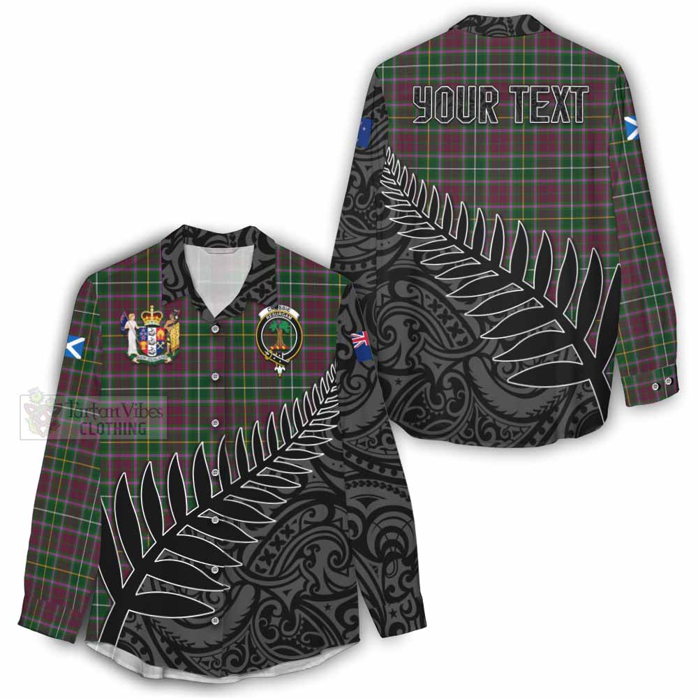 Tartan Vibes Clothing Crosbie Crest Tartan Women's Casual Shirt with New Zealand Silver Fern Half Style