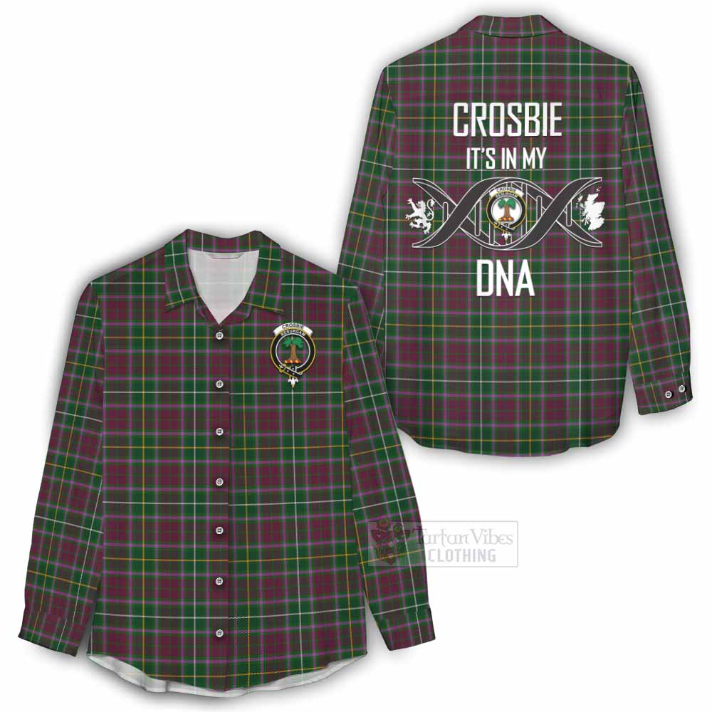 Tartan Vibes Clothing Crosbie Tartan Women's Casual Shirt with Family Crest DNA In Me Style