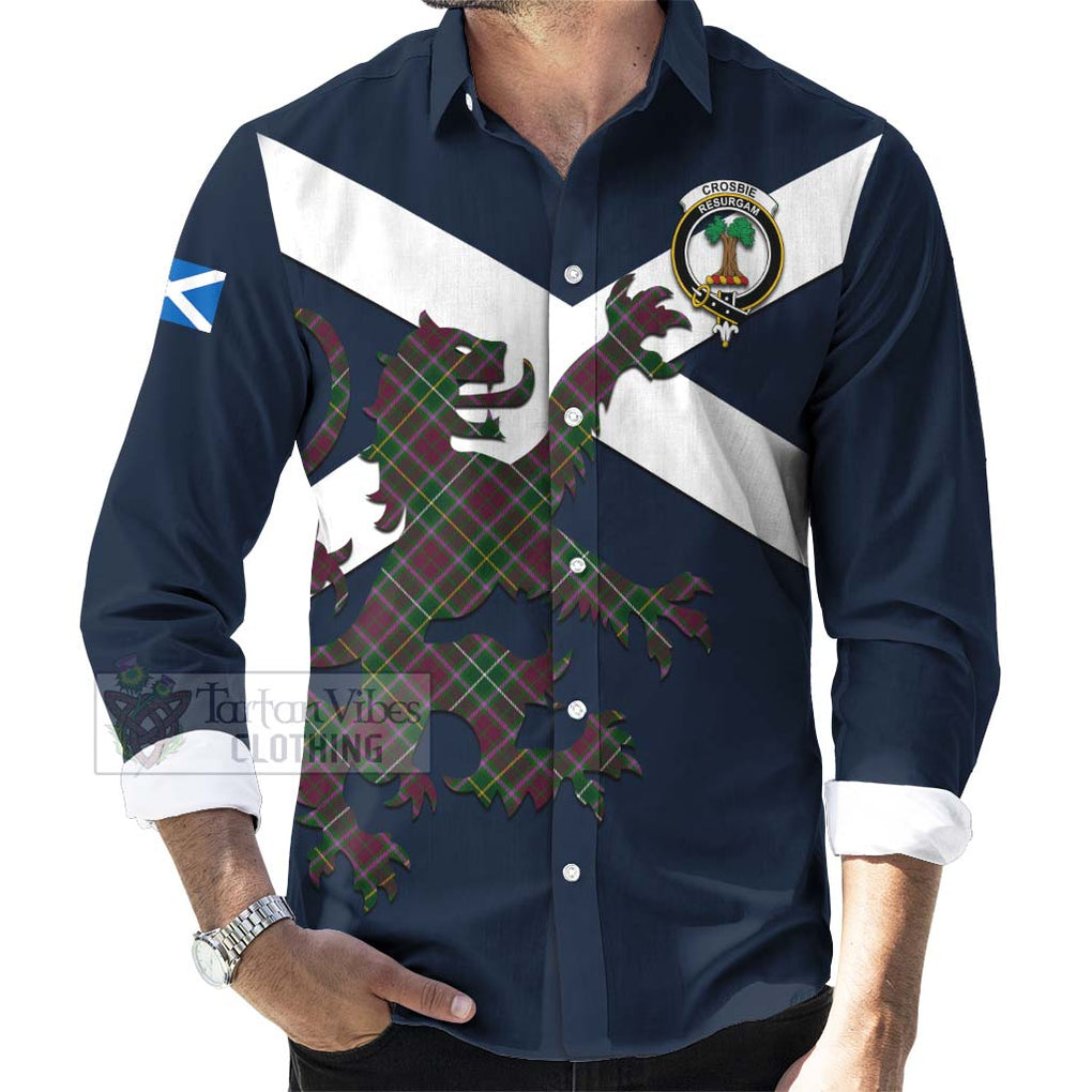 Tartan Vibes Clothing Crosbie Tartan Lion Rampant Long Sleeve Button Shirt – Proudly Display Your Heritage with Alba Gu Brath and Clan Name