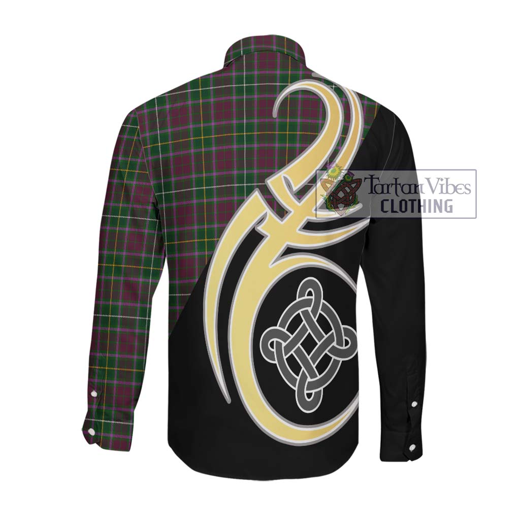 Tartan Vibes Clothing Crosbie Tartan Long Sleeve Button Shirt with Family Crest and Celtic Symbol Style