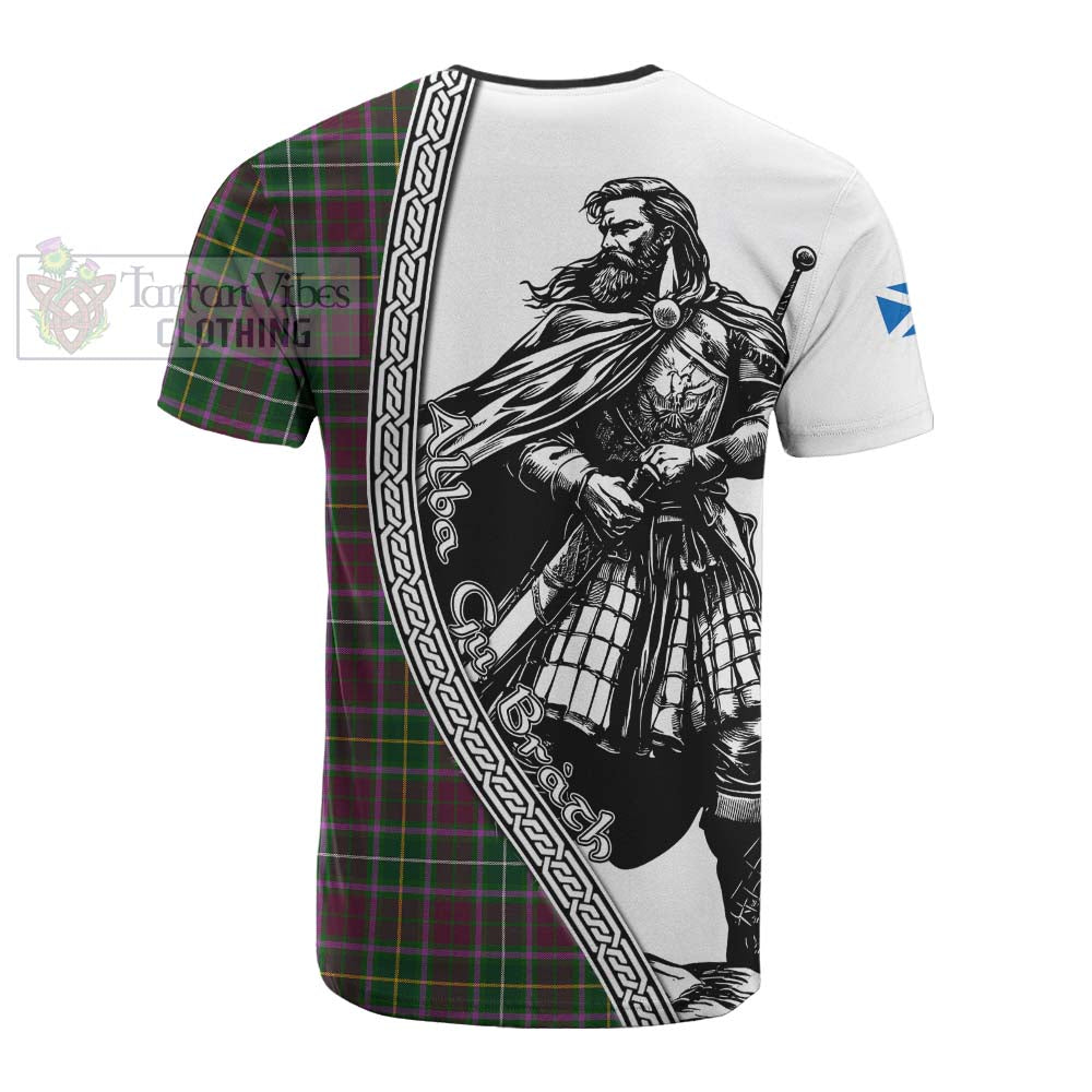 Crosbie Tartan Clan Crest Cotton T-shirt with Highlander Warrior Celtic Style