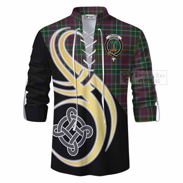 Crosbie Tartan Ghillie Kilt Shirt with Family Crest and Celtic Symbol Style