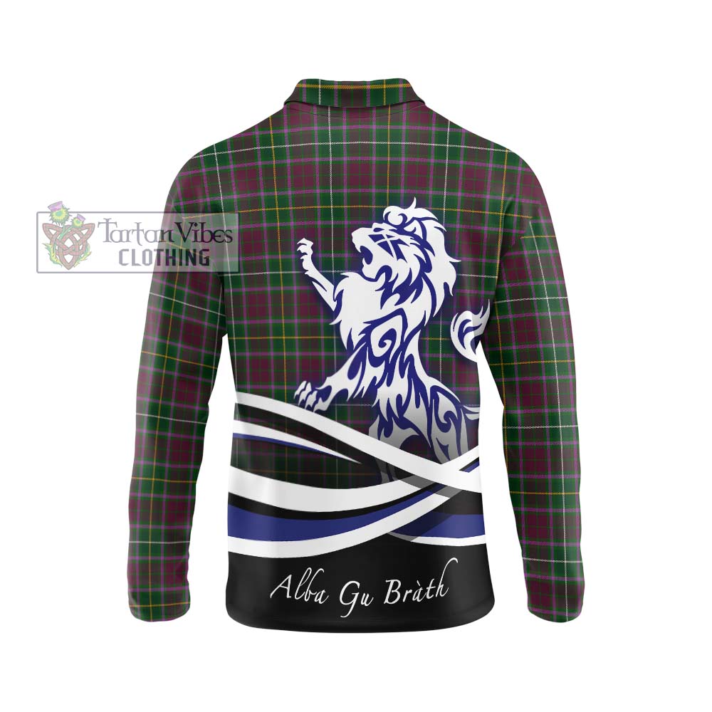 Tartan Vibes Clothing Crosbie Tartan Long Sleeve Polo Shirt with Alba Gu Brath Regal Lion Emblem