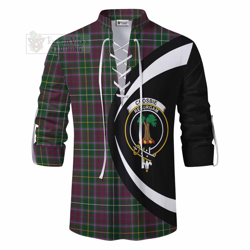 Tartan Vibes Clothing Crosbie Tartan Ghillie Kilt Shirt with Family Crest Circle Style