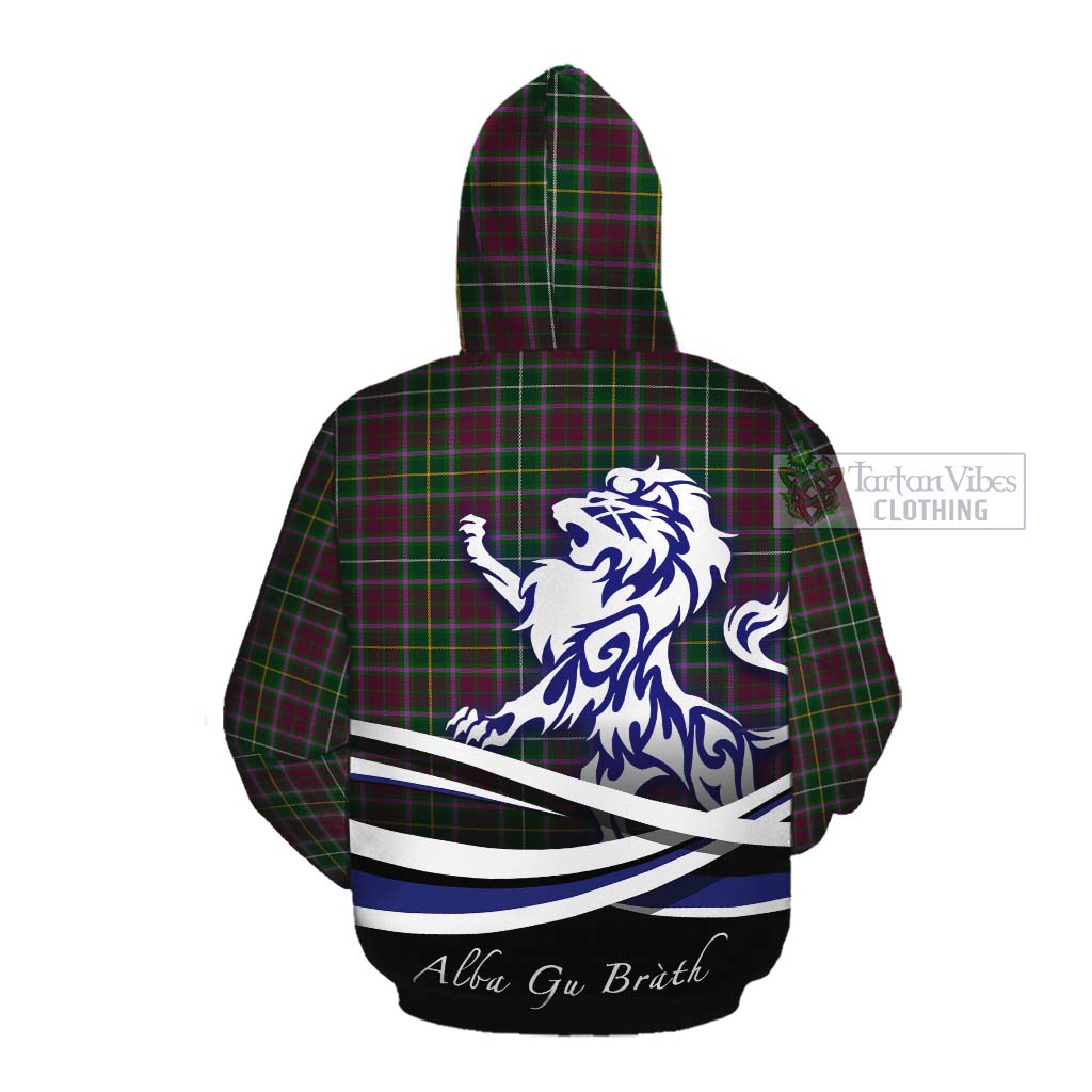 Crosbie Tartan Cotton Hoodie with Alba Gu Brath Regal Lion Emblem Pullover Hoodie - Tartan Vibes Clothing