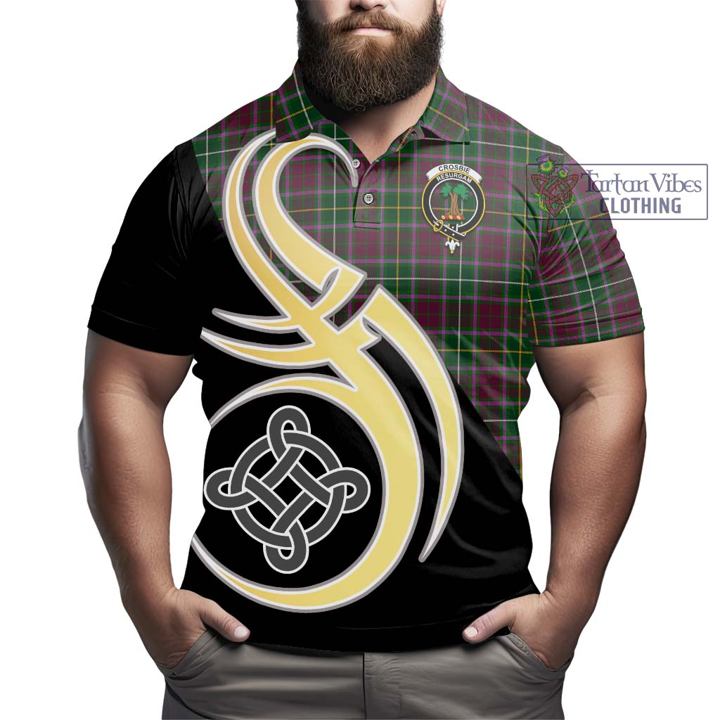 Crosbie Tartan Polo Shirt with Family Crest and Celtic Symbol Style - Tartan Vibes Clothing