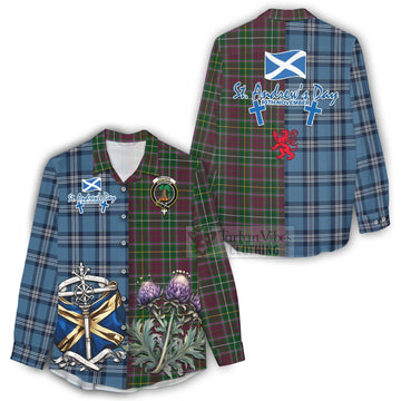 Crosbie Tartan Women's Casual Shirt Happy St. Andrew's Day Half Tartan Style