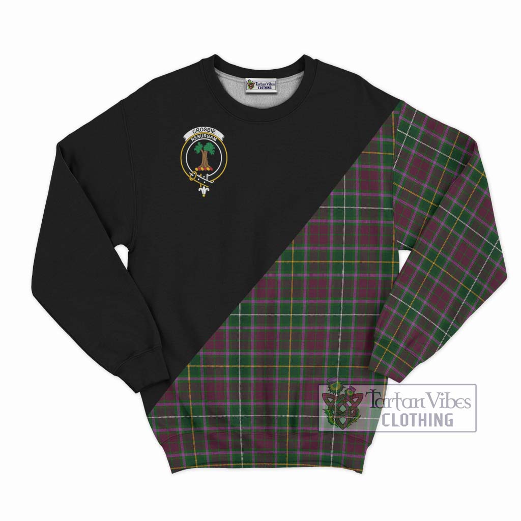 Tartan Vibes Clothing Crosbie Tartan Sweatshirt with Family Crest and Military Logo Style