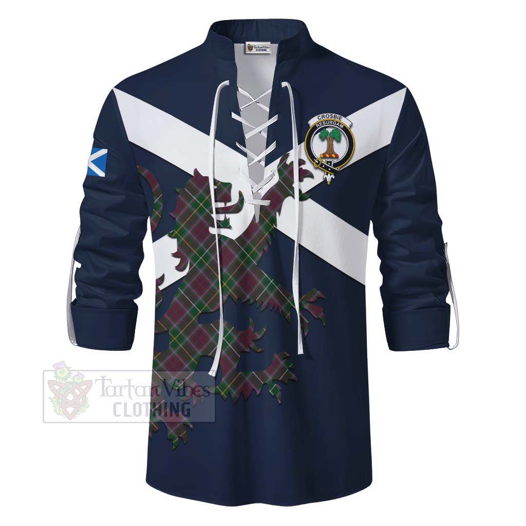 Tartan Vibes Clothing Crosbie Tartan Lion Rampant Ghillie Kilt Shirt Proudly Display Your Heritage with Alba Gu Brath and Clan Name