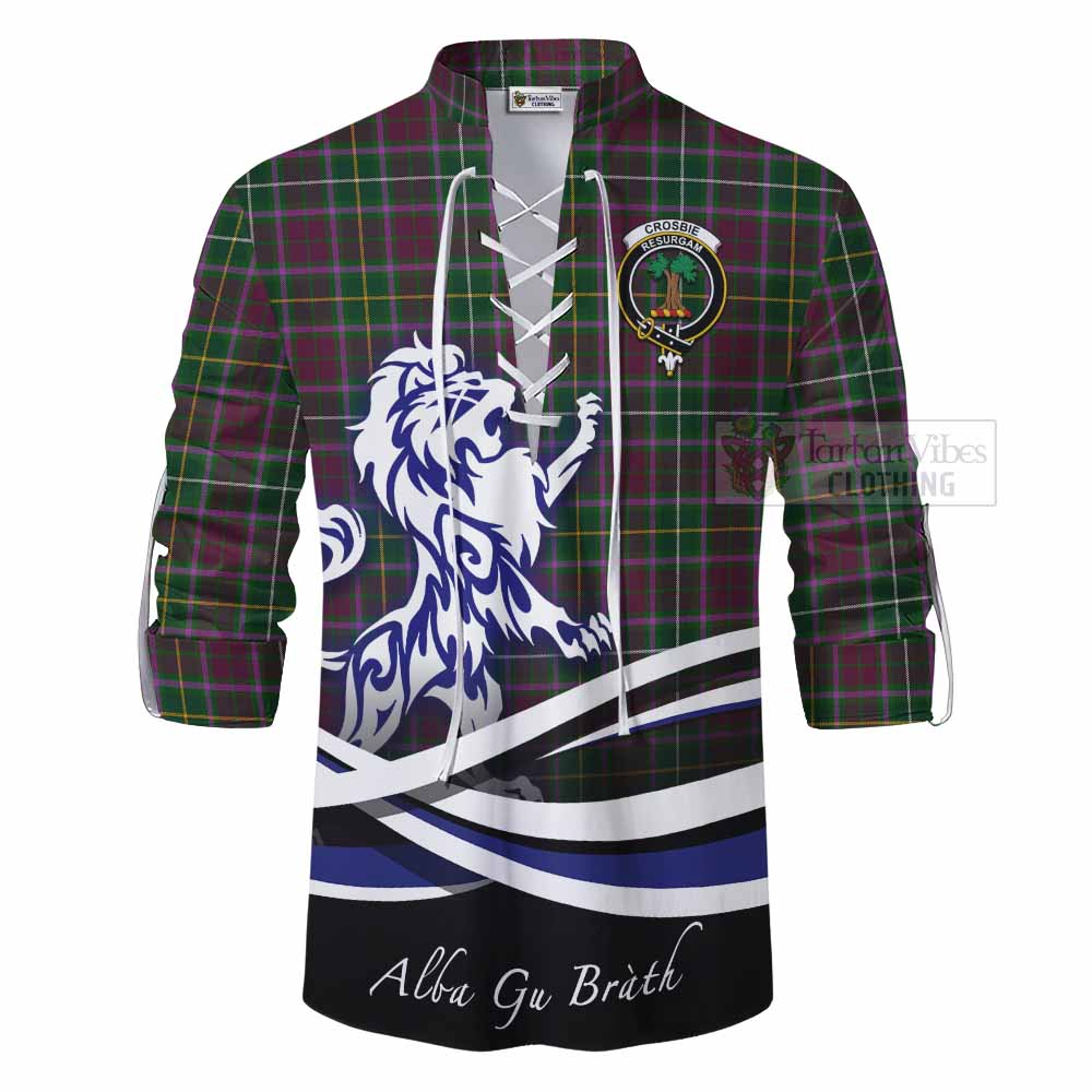 Tartan Vibes Clothing Crosbie Tartan Ghillie Kilt Shirt with Alba Gu Brath Regal Lion Emblem