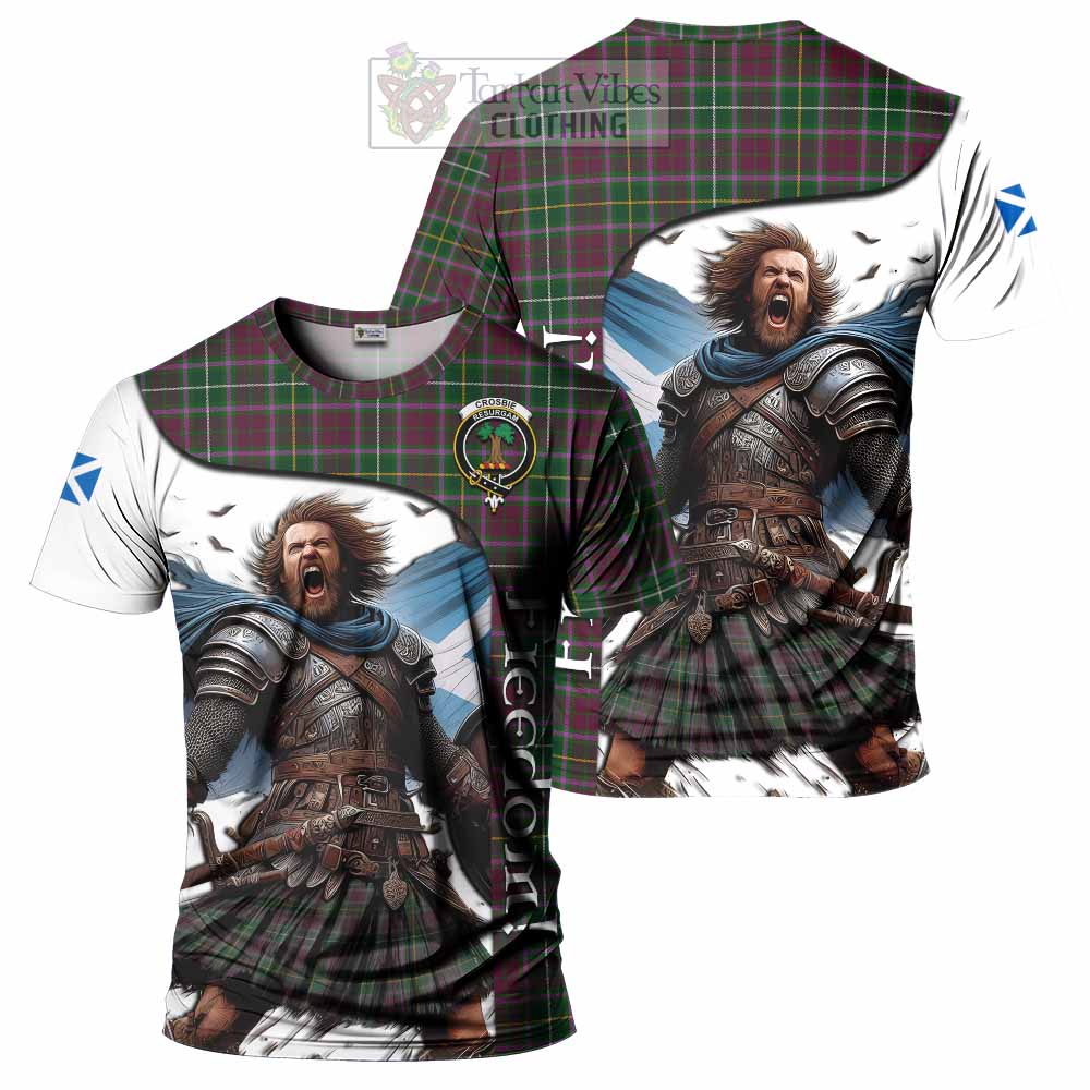 Crosbie Crest Tartan T-Shirt Inspired by the Freedom of Scottish Warrior