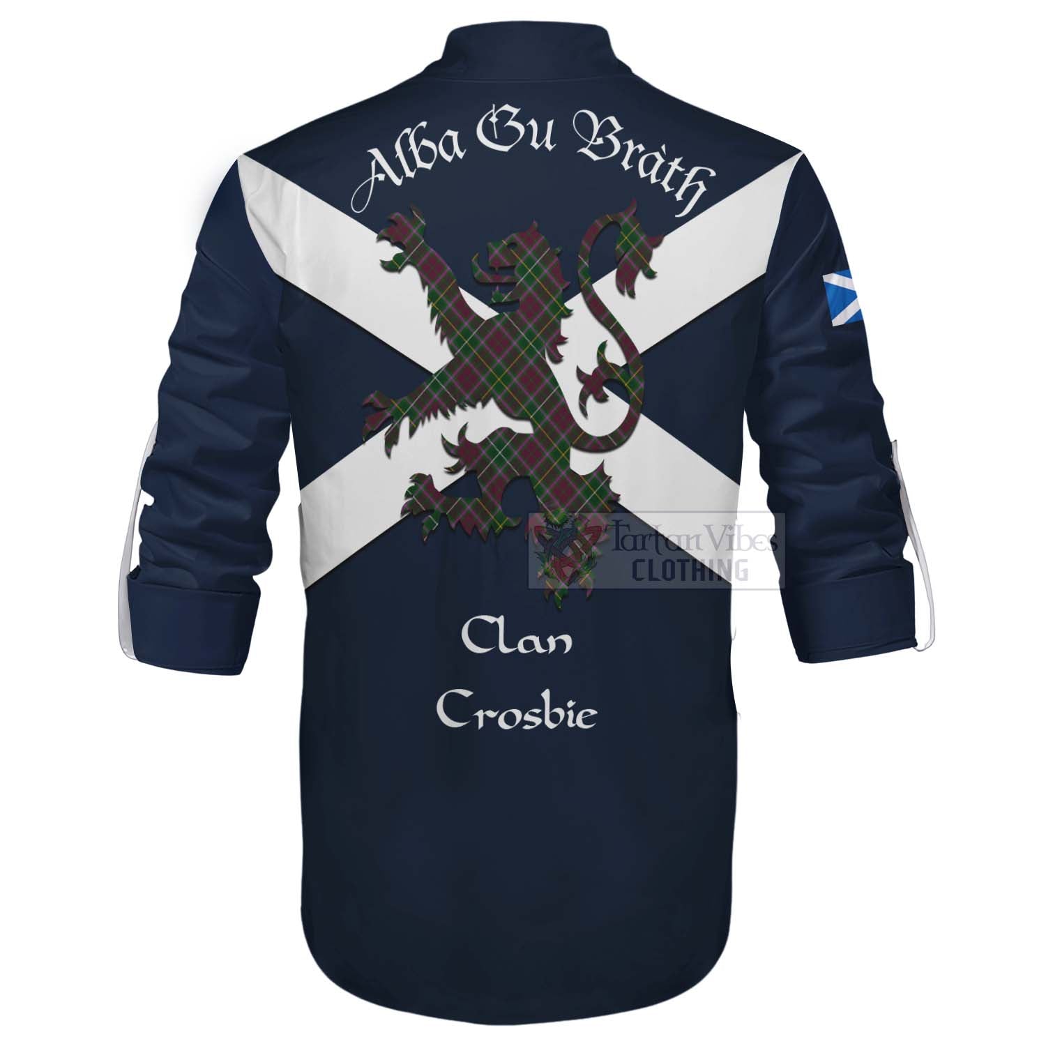 Tartan Vibes Clothing Crosbie Tartan Lion Rampant Ghillie Kilt Shirt Proudly Display Your Heritage with Alba Gu Brath and Clan Name