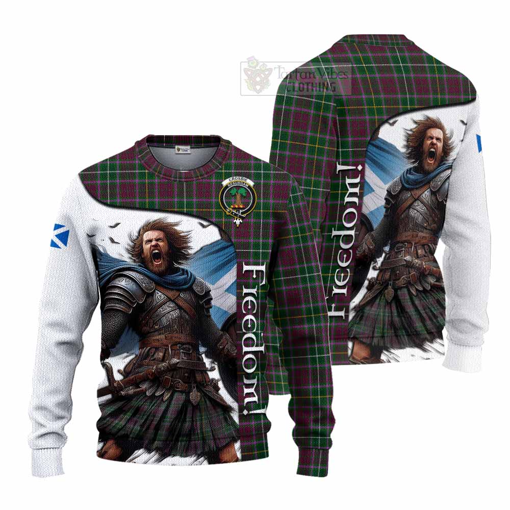 Tartan Vibes Clothing Crosbie Crest Tartan Knitted Sweater Inspired by the Freedom of Scottish Warrior