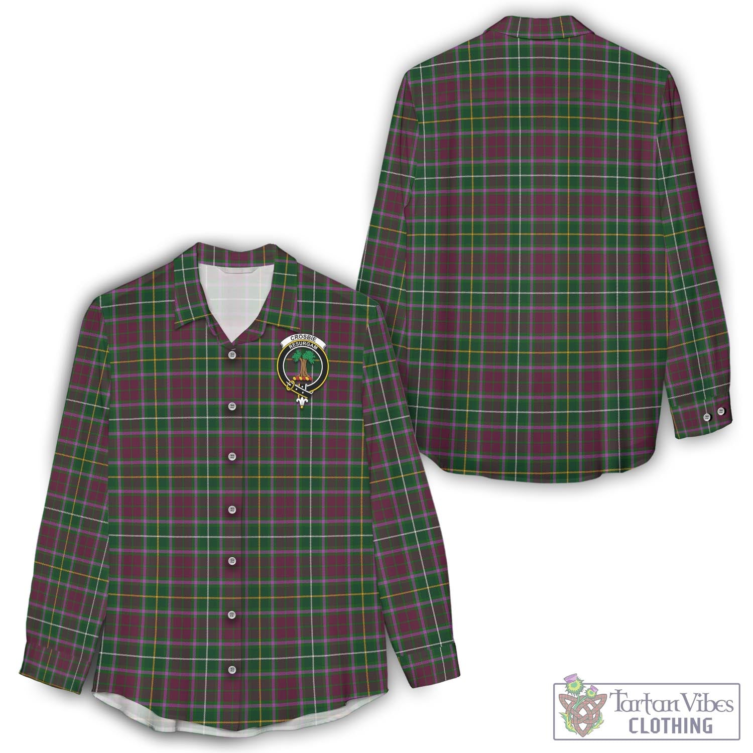 Tartan Vibes Clothing Crosbie Tartan Womens Casual Shirt with Family Crest