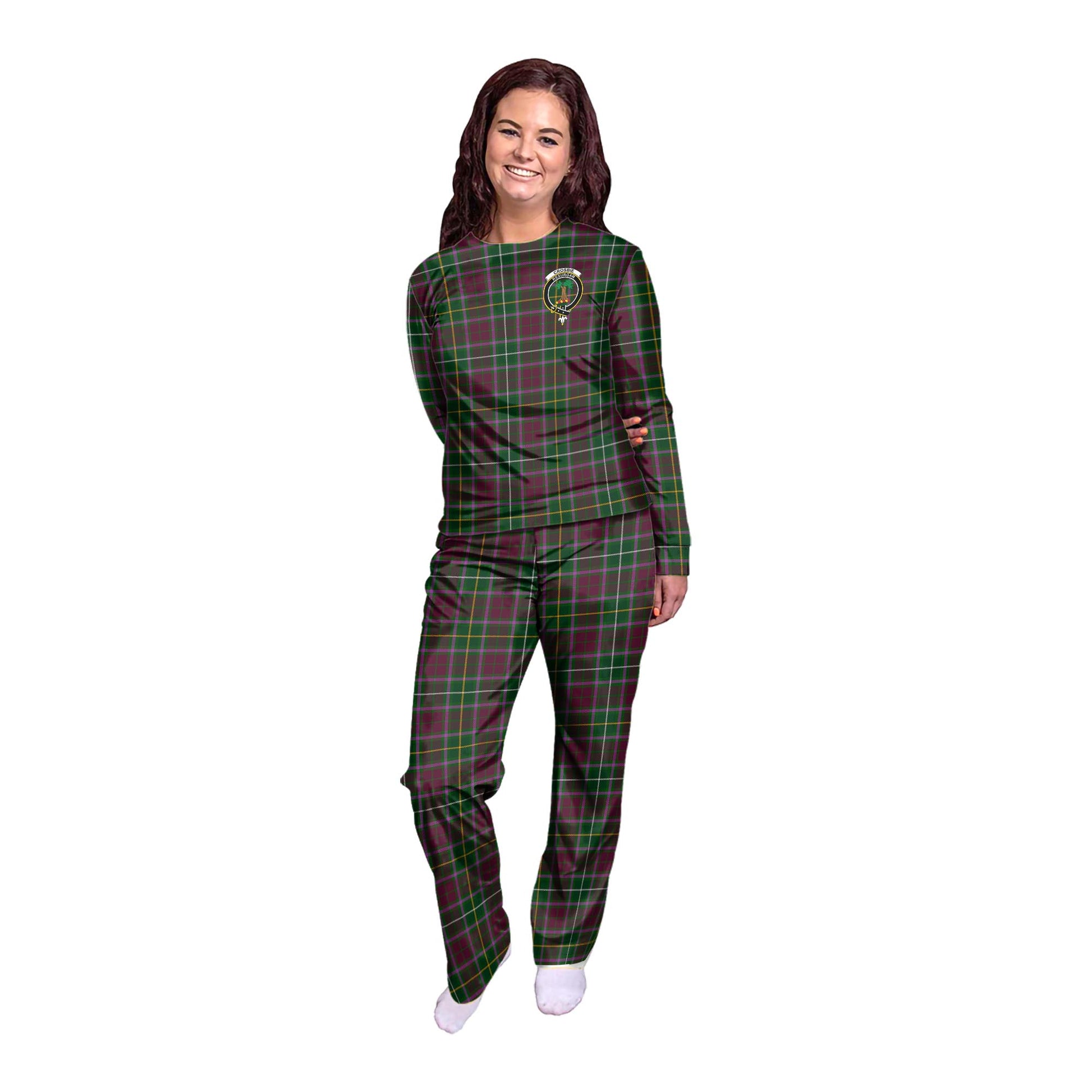 Crosbie Tartan Pajamas Family Set with Family Crest - Tartanvibesclothing