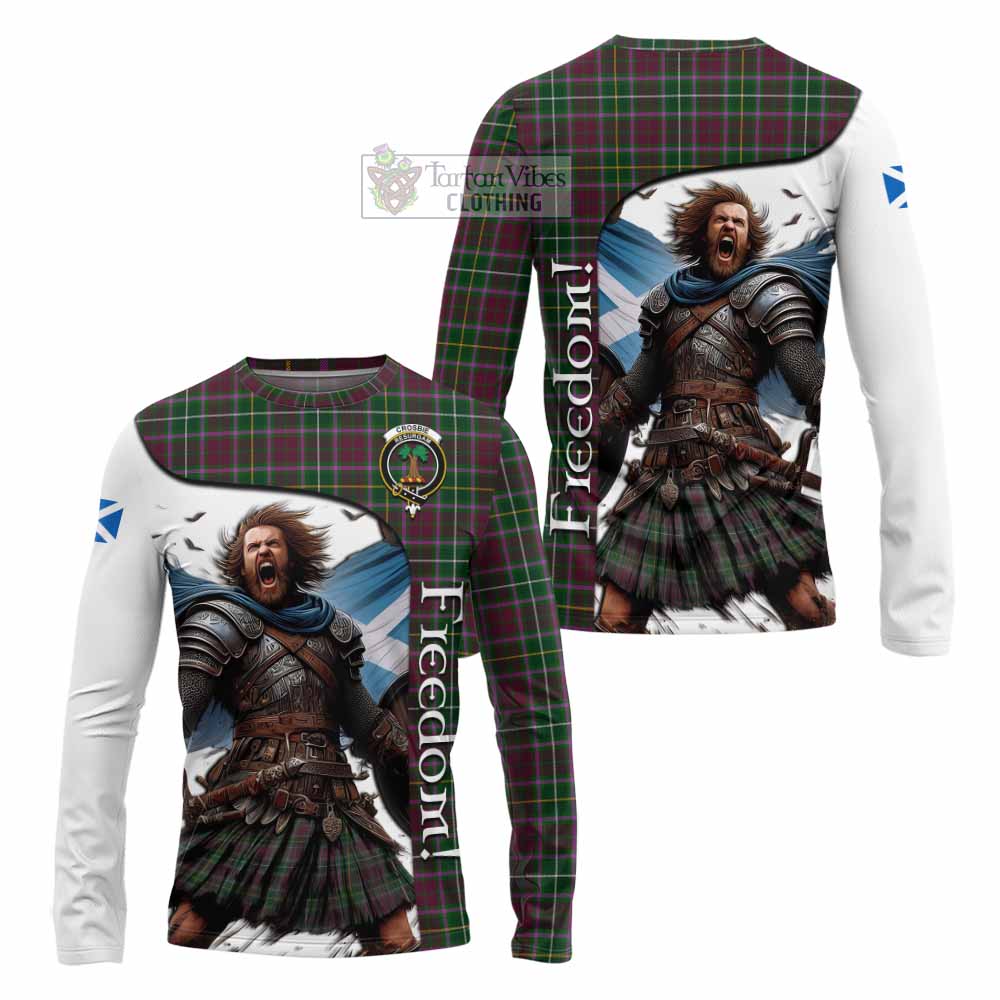 Tartan Vibes Clothing Crosbie Crest Tartan Long Sleeve T-Shirt Inspired by the Freedom of Scottish Warrior