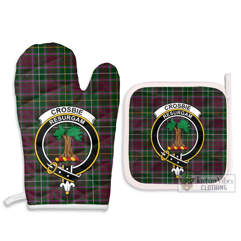 Tartan Vibes Clothing Crosbie Tartan Combo Oven Mitt & Pot-Holder with Family Crest