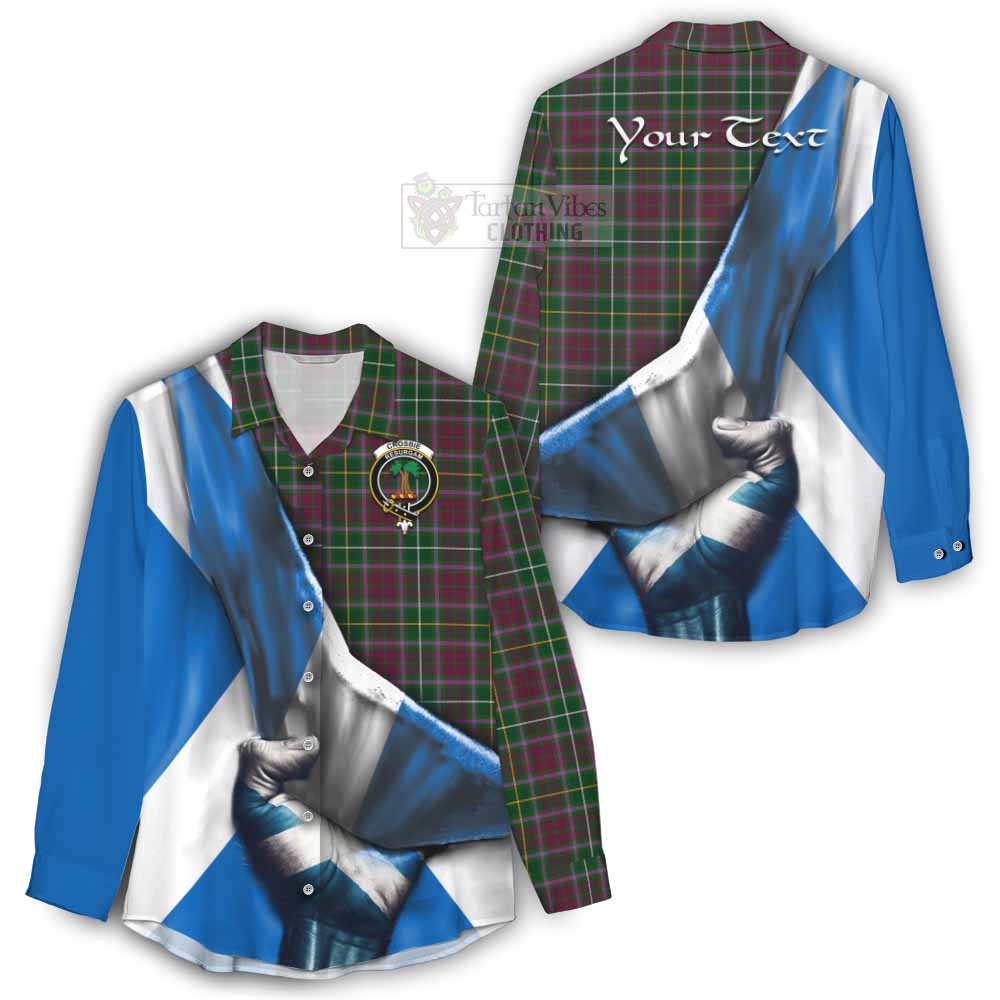 Tartan Vibes Clothing Crosbie Tartan Women's Casual Shirt with Family Crest Scotland Patriotic Style