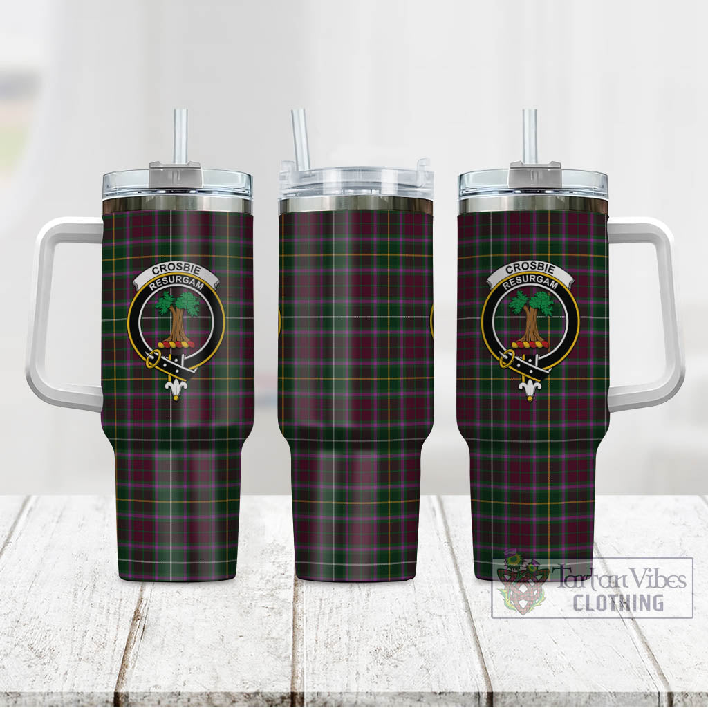 Tartan Vibes Clothing Crosbie Tartan and Family Crest Tumbler with Handle