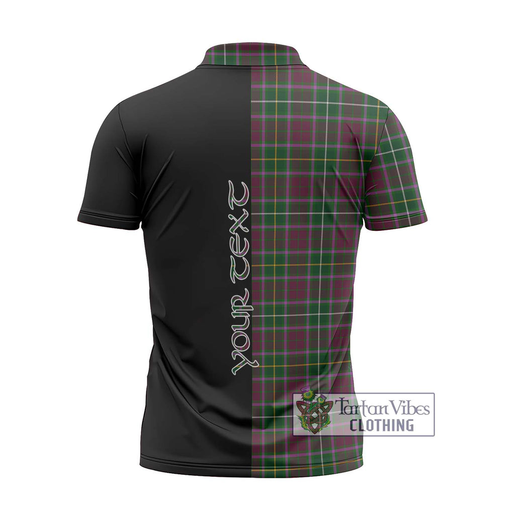 Crosbie Tartan Zipper Polo Shirt with Family Crest and Half Of Me Style - Tartanvibesclothing Shop