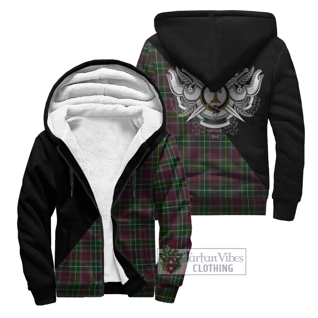 Tartan Vibes Clothing Crosbie Tartan Sherpa Hoodie with Family Crest and Military Logo Style