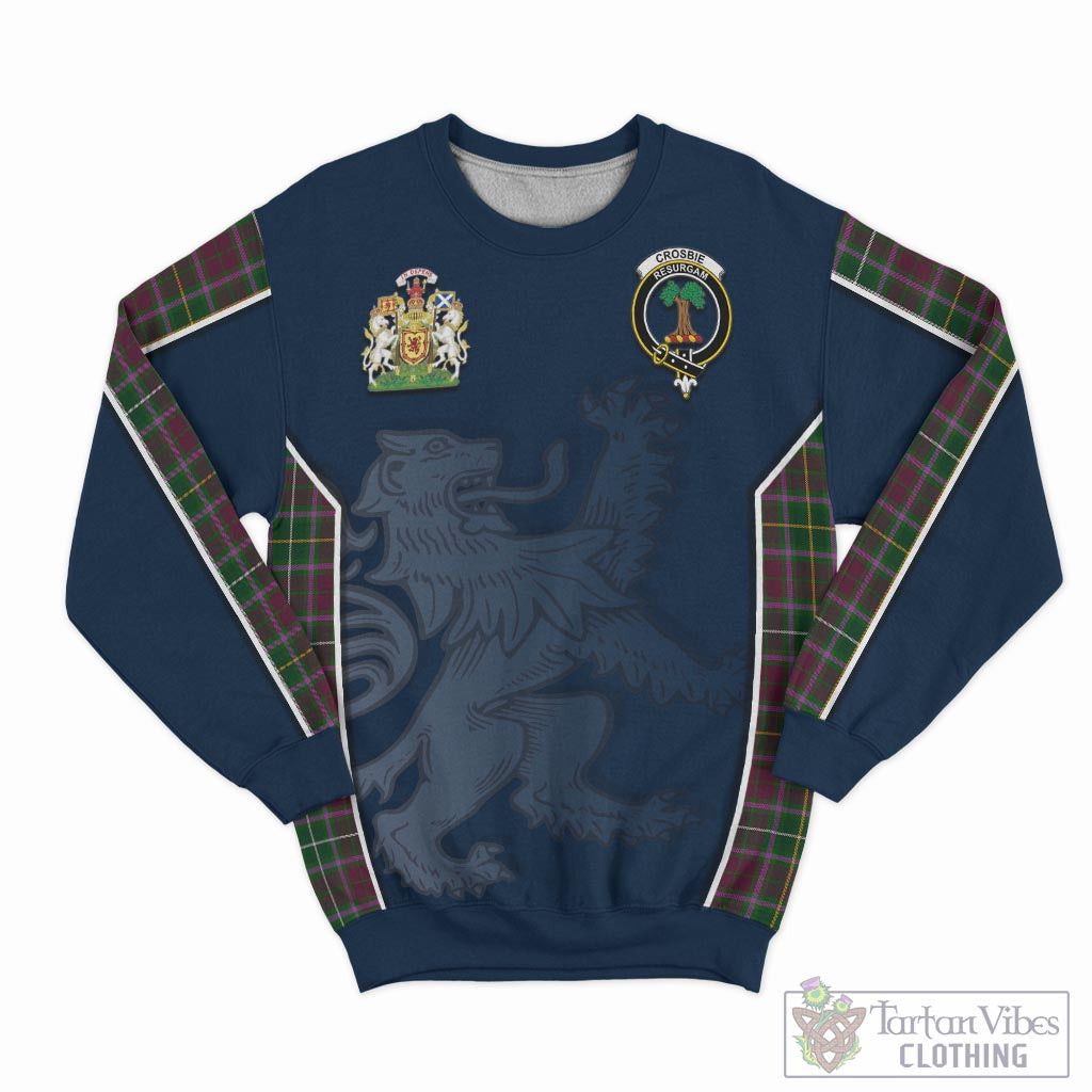 Tartan Vibes Clothing Crosbie Tartan Sweater with Family Crest and Lion Rampant Vibes Sport Style