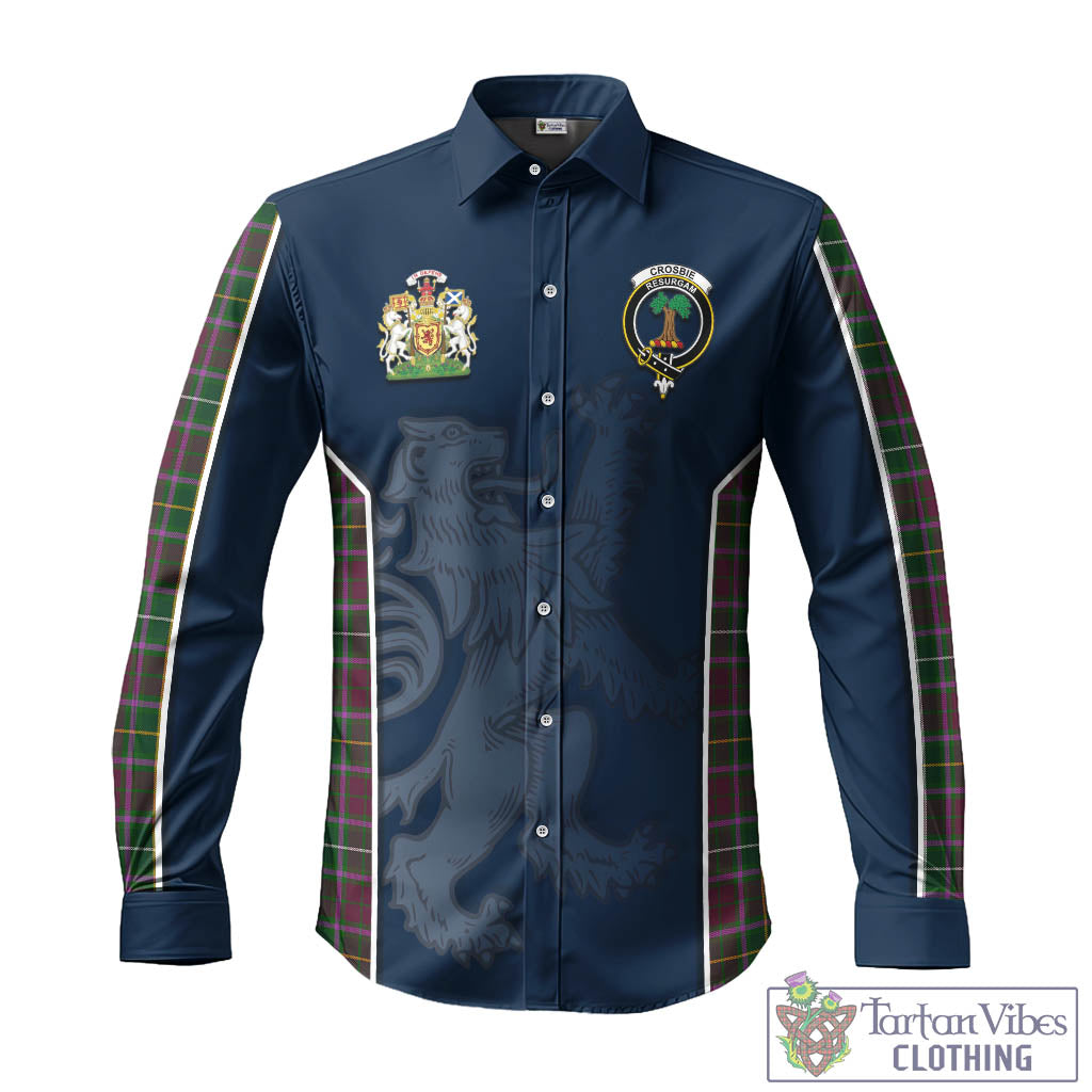 Tartan Vibes Clothing Crosbie Tartan Long Sleeve Button Up Shirt with Family Crest and Lion Rampant Vibes Sport Style