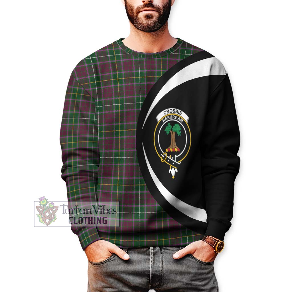 Tartan Vibes Clothing Crosbie Tartan Sweatshirt with Family Crest Circle Style