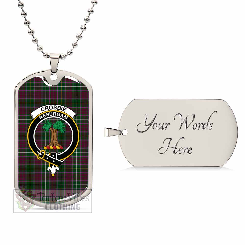 Tartan Vibes Clothing Crosbie Tartan Dog Tag Necklace with Family Crest