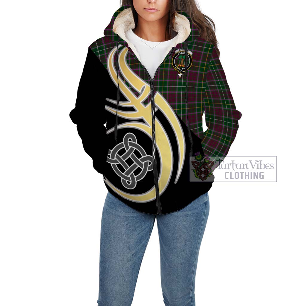 Crosbie Tartan Sherpa Hoodie with Family Crest and Celtic Symbol Style Unisex - Tartan Vibes Clothing