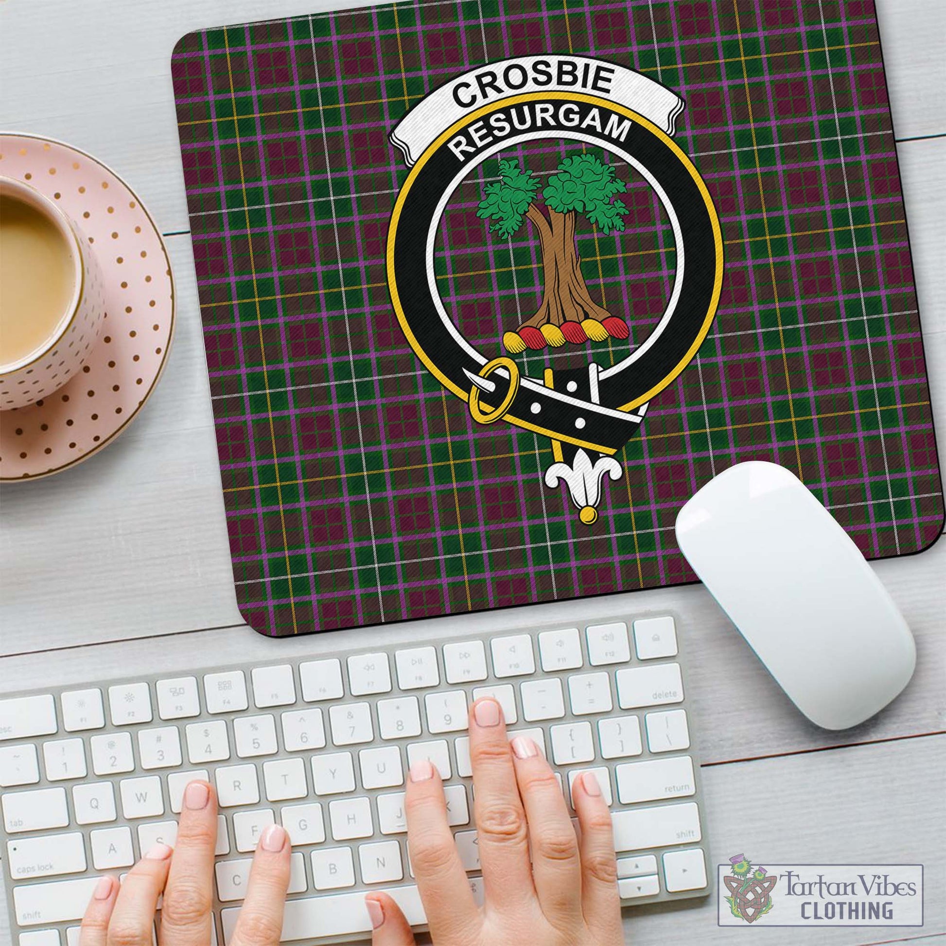 Tartan Vibes Clothing Crosbie Tartan Mouse Pad with Family Crest