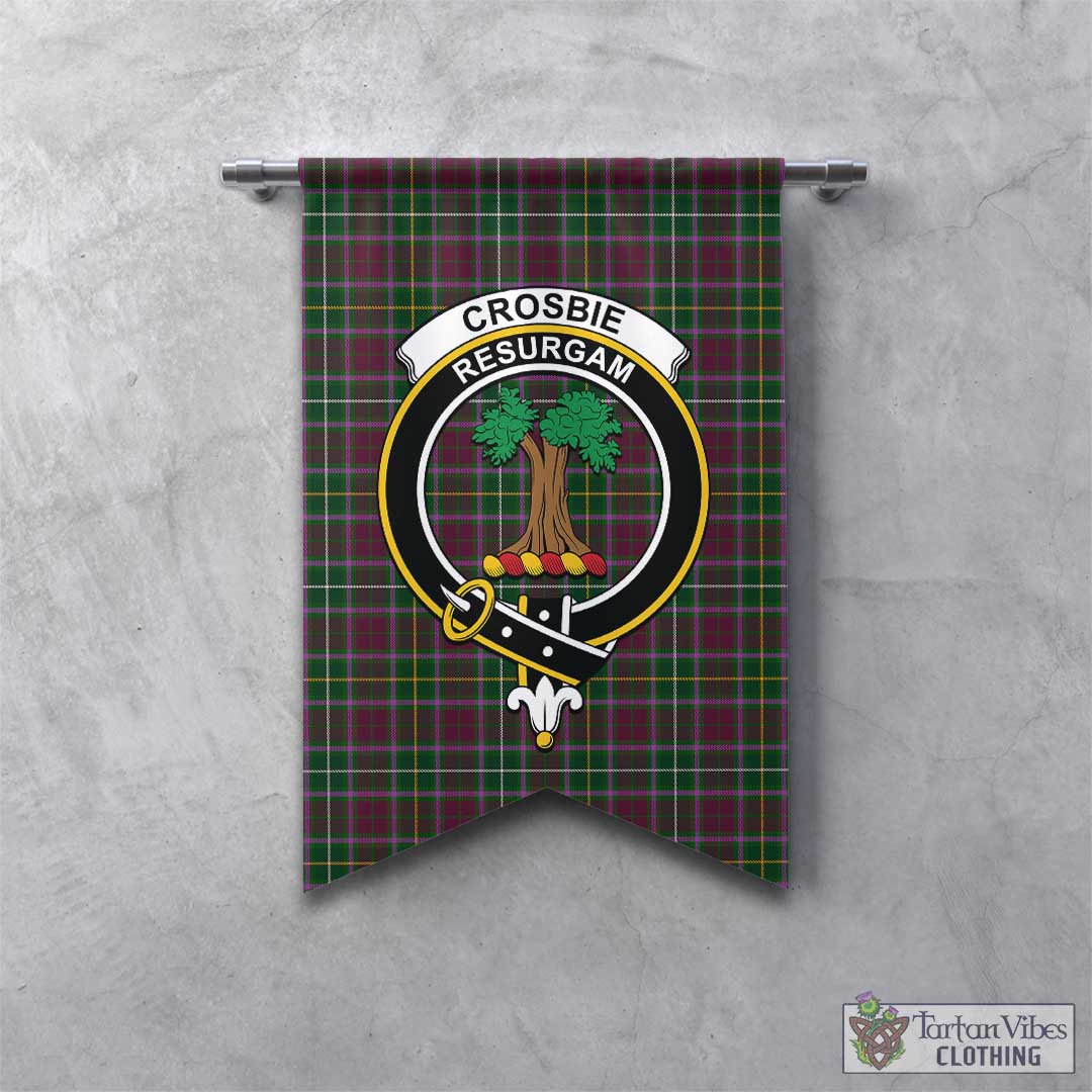 Tartan Vibes Clothing Crosbie Tartan Gonfalon, Tartan Banner with Family Crest